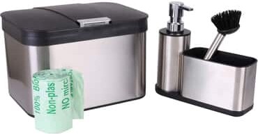 Organize It All Stainless Steel Compost Bin with Bonus Biodegradable Bags