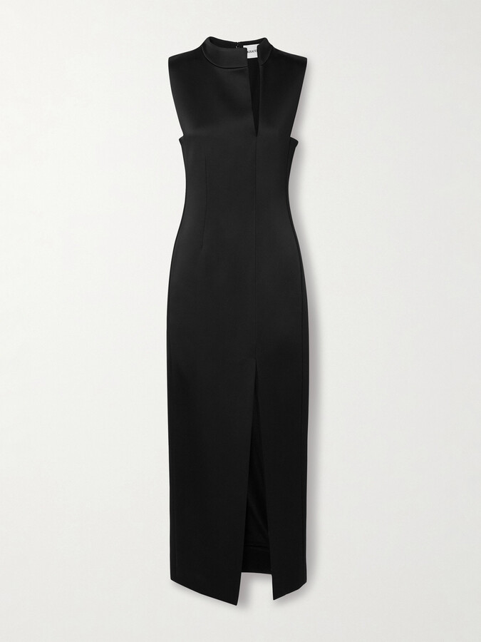 KHAITE Lowen Satin-crepe Midi Dress - Black
