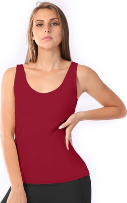 TAIPOVE Ladies Cami Camisole Tank Top Built in Shelf Bra Bust Hidden  Support Lingerie Stretch Shirt Athletic Yoga Running Gym Vest Casual  Nightwear Outdoor for Women Wine Red - ShopStyle