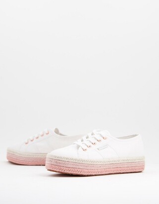 Superga 2730 flatform trainers in white and rose gold - ShopStyle