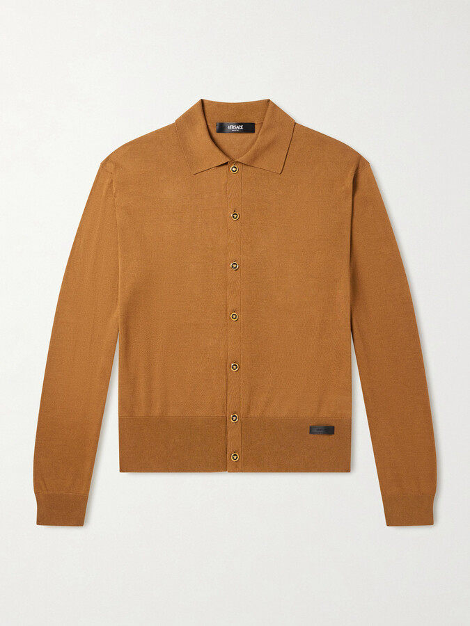 Versace Logo-Appliquéd Silk and Cotton-Blend Cardigan
