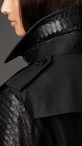 Thumbnail for your product : Burberry Long Gabardine Python Sleeve Trench Coat