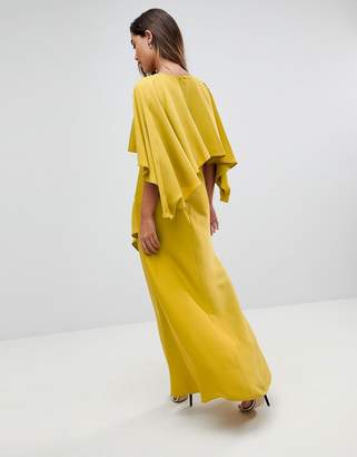 ASOS DESIGN Long Sleeve Crop Top Satin Maxi Dress with Kimono Split Skirt