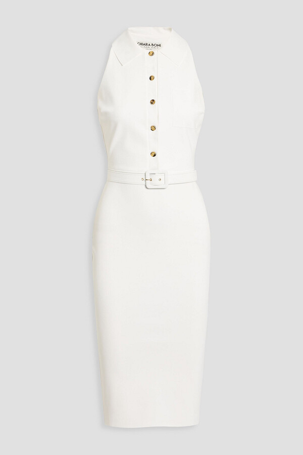 Chiara Boni La Petite Robe Shuko belted stretch-jersey midi shirt dress