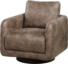 Hokku Designs Contemporary Leather Like Fabric Swivel Chair With Low - Profile Arms, Plywood And Solid Wood Structure Color Upholstered 360 Degree Accent Fibers, Mo