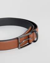 Thumbnail for your product : ASOS DESIGN PLUS Smart Slim Belt In Tan Faux Leather And Black Contrast Keeper