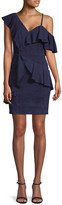 Thumbnail for your product : Alice + Olivia Suede One-Shoulder Ruffle Dress