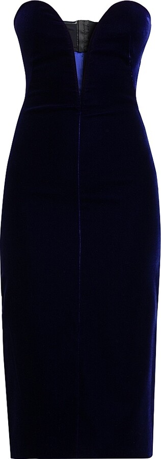 Women's Plunge Sweetheart Velvet Cocktail Dress - Purple Blue - Size 6