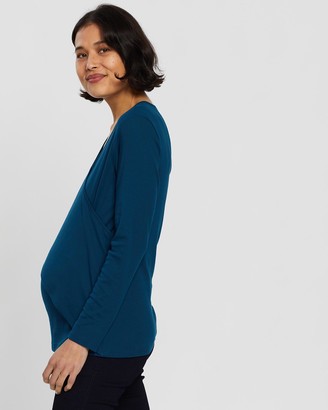 Angel Maternity Women's Blue Maternity T-Shirts - Crossover Nursing Top - Size One Size, S at The Iconic