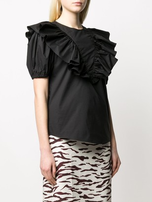 Pinko Ruffle-Trimmed Puff-Sleeved Blouse