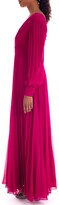 Thumbnail for your product : Badgley Mischka V-Neck Long-Sleeve Pleated Georgette Gown