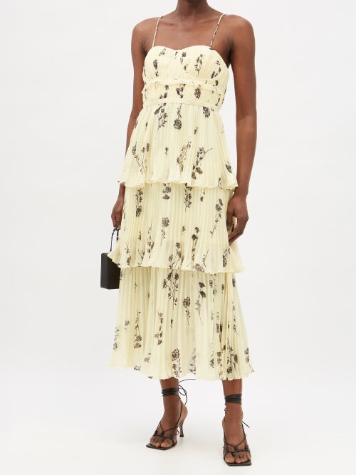 Self Portrait Chiffon Midi Dress | Shop the world's largest 