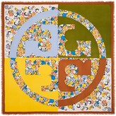 Thumbnail for your product : Tory Burch Color-Block Painted Floral Oversized Square Scarf