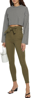 Alice + Olivia Good cropped belted stretch-twill skinny pants