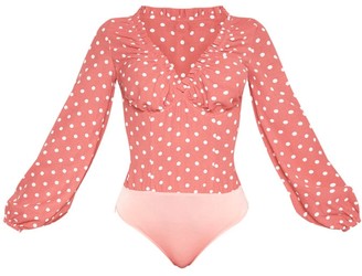 4fashion Pink Polka Dot Milkmaid Frill Cup Bodysuit