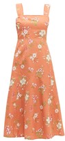 Thumbnail for your product : Rebecca Taylor Lita Linen And Cotton-blend Midi Dress - Coral