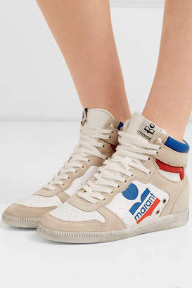 Isabel Marant Bayten Logo-print Leather And Suede Sneakers - White