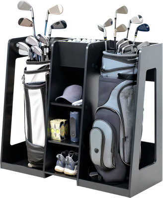 Life Finds Golf Bag Storage Organizer for 2 Club Bags and Accessories