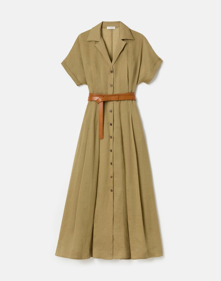 Lafayette 148 New York Gemma Cloth Voile Belted Shirtdress