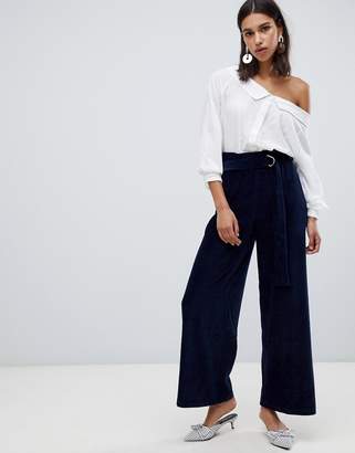 ASOS DESIGN belted wide leg PANTS in cord