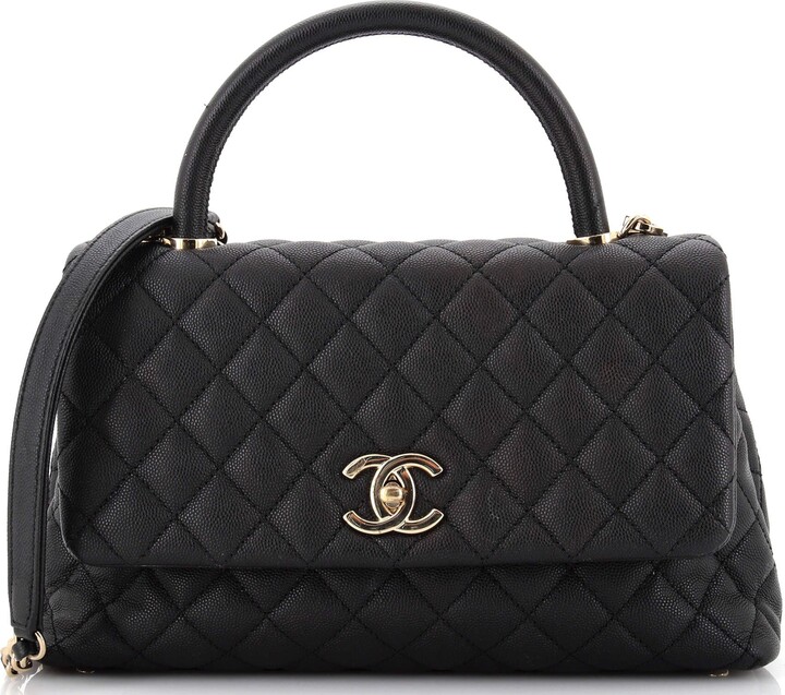 Chanel Coco Top Handle Bag Quilted Aged Calfskin Medium - ShopStyle