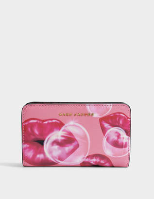 Marc Jacobs Lips Compact Wallet in Tea Rose Split Cow Leather