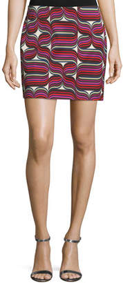 Trina Turk Ribbon-Print Mini Faille Skirt