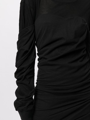 RtA Ruched-Detail Long-Sleeve Dress