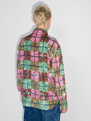 Ashish Sequin-Embellished Plaid Shirt