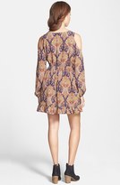 Thumbnail for your product : One Clothing Paisley Print Cold Shoulder Dress (Juniors)