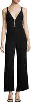 Narciso Rodriguez Sleeveless Wide-Leg Jumpsuit with Ladder Inset, Black