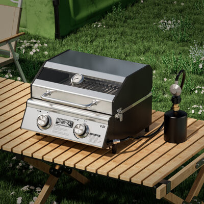 Monument Grills Monument Grills, Clearview 2 - Burner Portable Stainless Liquid Propane 15000 BTU Gas Grill – Perfect for Family BBQs,Holiday gift