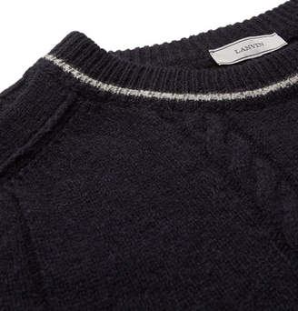 Lanvin Slim-Fit Stripe-Trimmed Baby Alpaca And Merino Wool-Blend Sweater