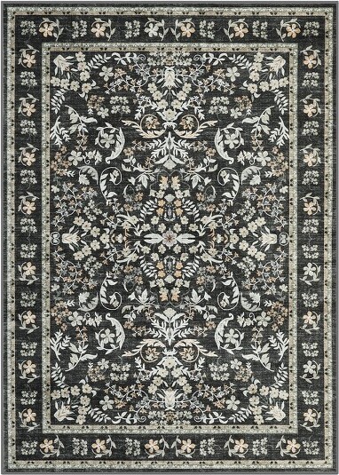 CuisinSmart WashableRugBohemianFloralSoftRugforLivingRoomNon-SlipLowPileRugforBedroomDiningRoomNurseryHallway