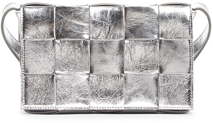 silver metallic handbag