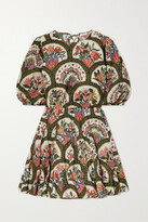 Thumbnail for your product : Rhode Resort Molly Open-back Printed Cotton-voile Mini Dress - Green