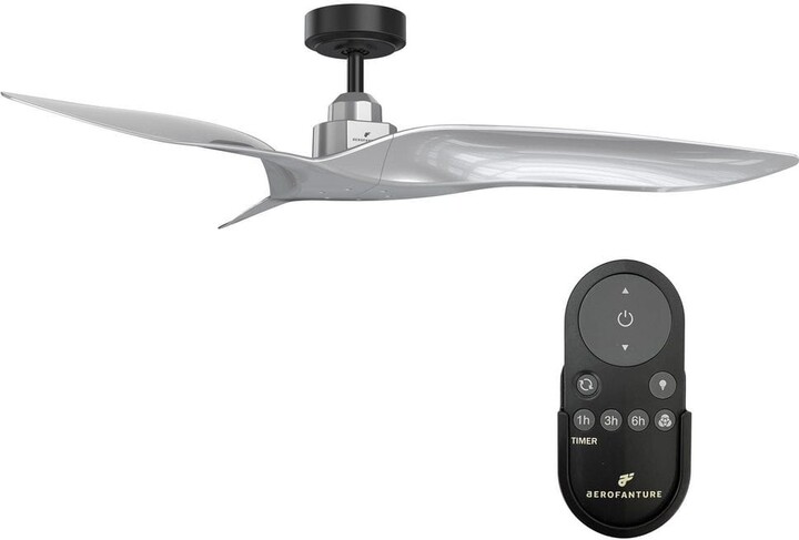 Parrot Uncle Aerofanture 52 in. Industrial Matte Silver Downrod Ceiling Fan with Remote Control, 6-Speeds and Reverse