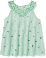 Thumbnail for your product : Old Navy High-Neck Crochet-Yoke Swing Top for Toddler Girls