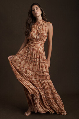 BHLDN Juniper Tiered Backless High-Neck Gown