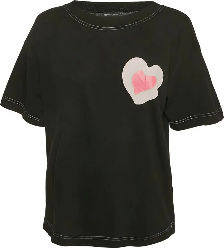 Emporio Armani Pre-Owned heart-appliqué cotton T-shirt