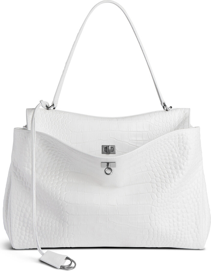 Balenciaga Rodeo Large Croc-Effect Leather Top Handle Bag