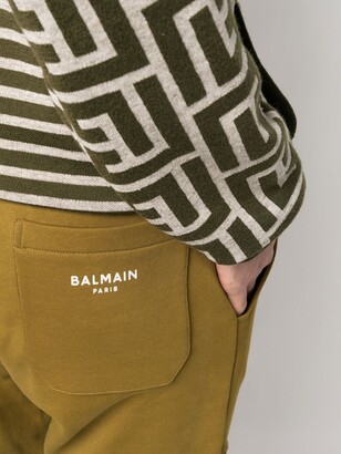 Balmain Flocked-Logo Organic-Cotton Track Trousers