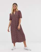 Thumbnail for your product : Pieces midi tea dress in burgundy abstract print