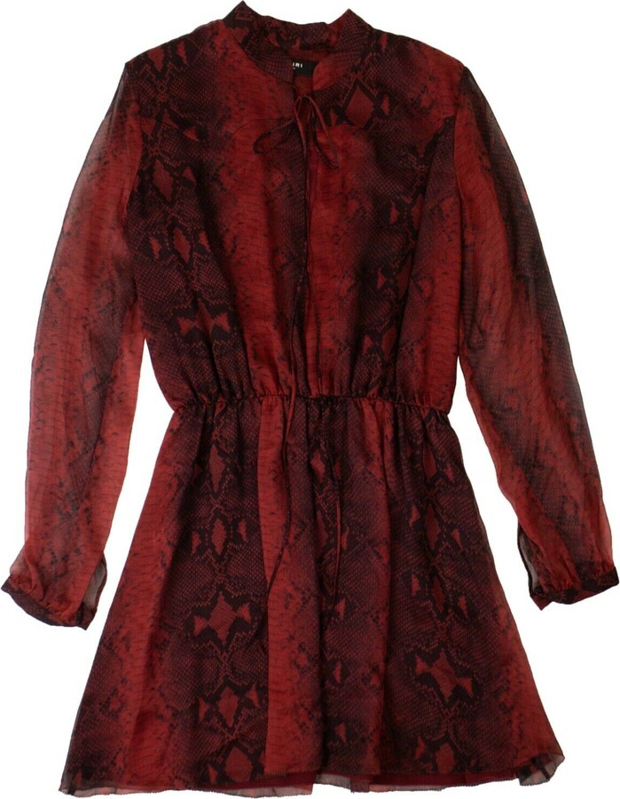 Amiri Red Snakeskin Silk Dress - ShopStyle
