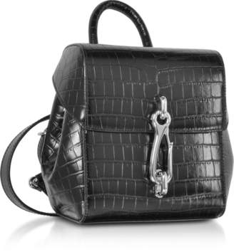 Alexander Wang Hook Mini Black Croco Embossed Leather Backpack