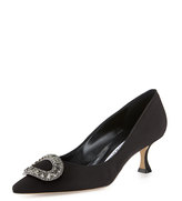 Thumbnail for your product : Manolo Blahnik Newsi Low-Heel Crepe Evening Pump