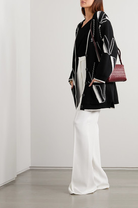 Valentino Oversized Intarsia Wool And Cashmere-blend Cardigan - Black