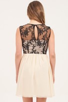 Thumbnail for your product : Little Mistress Cream & Black Contrast Lace Prom Dress