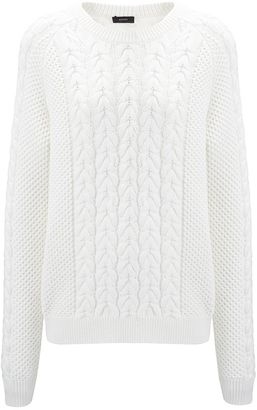 Joseph Cotton Cable Sweater in White