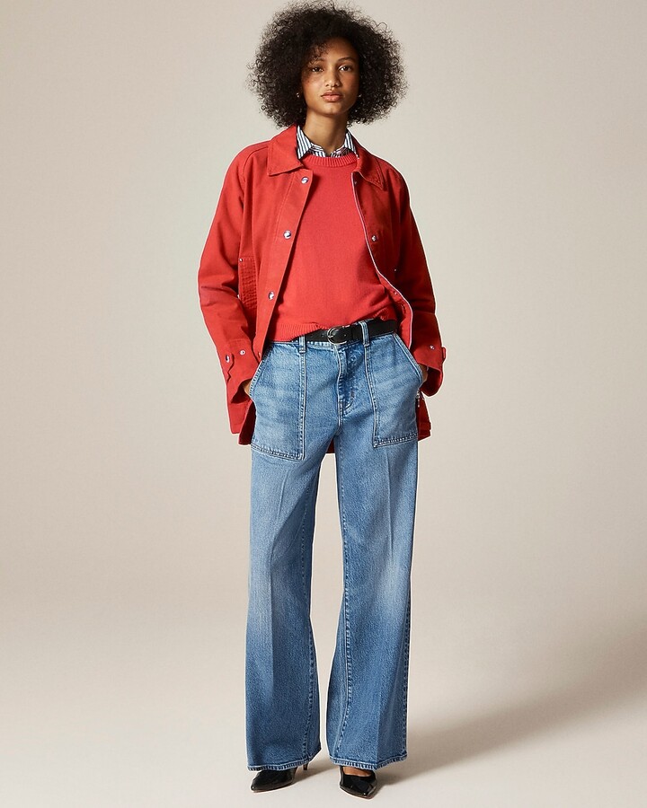 Camp-pocket wide-leg jean